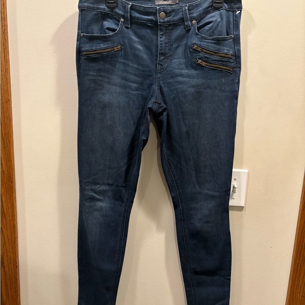 Level 99 Dark Blue Skinny Jeans - Picture 2 of 6